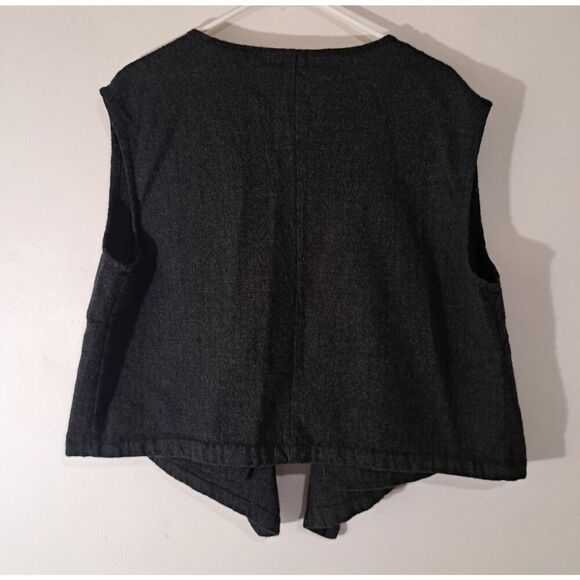 Artists & Revolutionaries Womens Large Cropped Wool Vest Dark Gray MINIMALIST - Picture 4 of 7